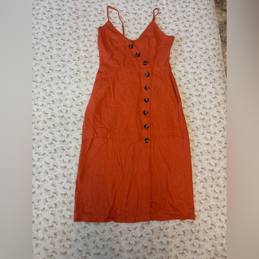 Forever 21 Brown Sleeveless V-Neck Sheath Dress